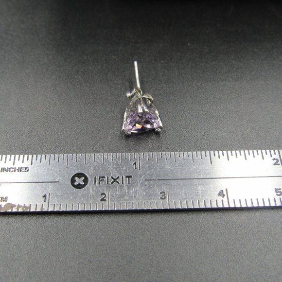 Sterling Ornate Triangle Amethyst Stud Earrings - Picture 6 of 7